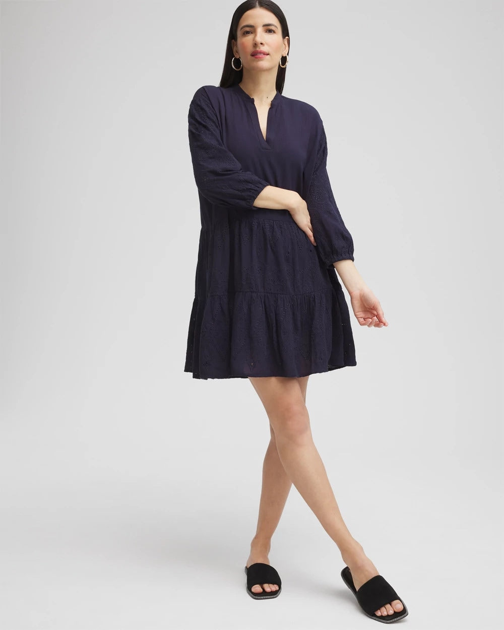 Chico's Hot Sale - Embroidered Eyelet Coverup Classic Navy