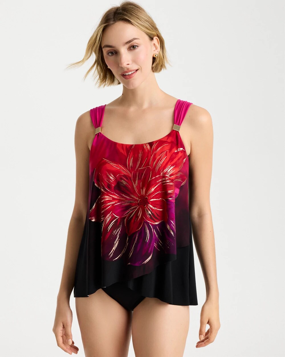 Chico's New - Miraclesuit® Petali Rosa Dazzle Tankini Black/Multi