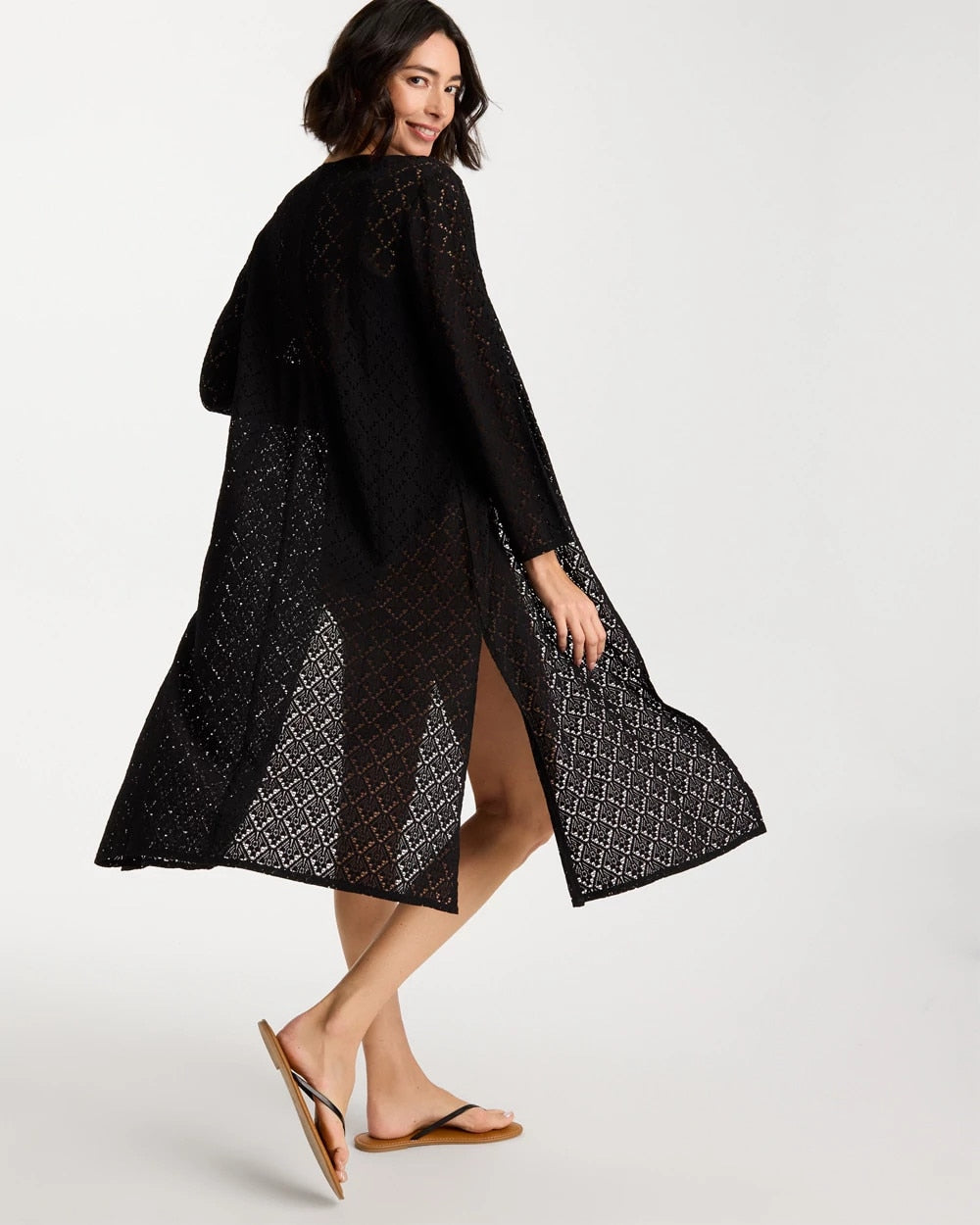 Chico's Discount - Long Knit Swim Cover-Up Black