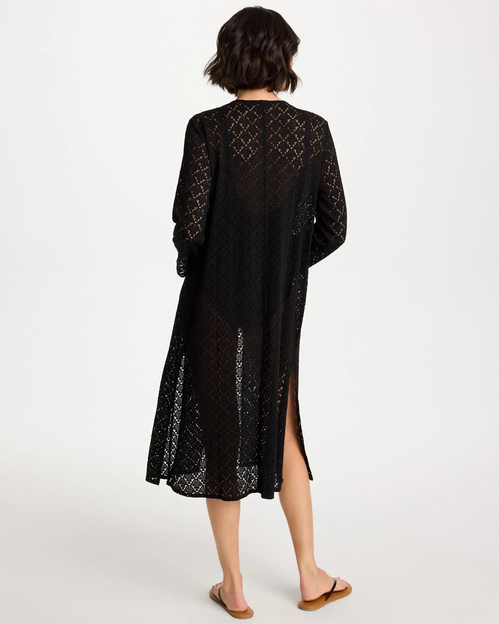 Chico's Discount - Long Knit Swim Cover-Up Black