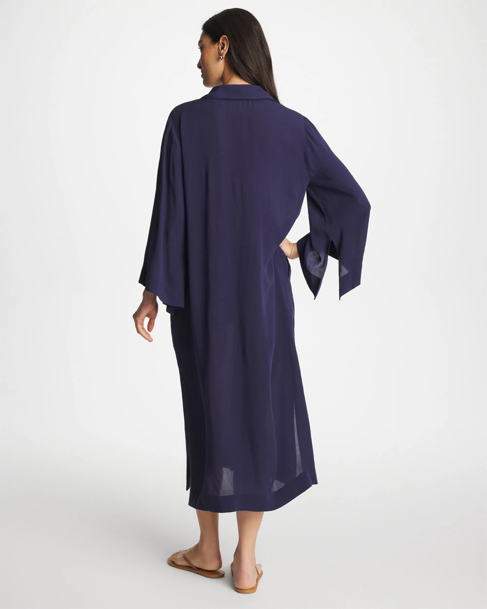 Chico's Popular - Woven Collar Swim Cover-Up Passport Blue