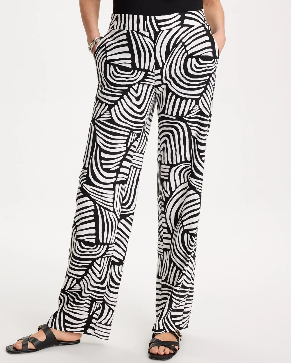Chico's Best Seller - Geo Pull-On Wide-Leg Linen Pants Alabaster