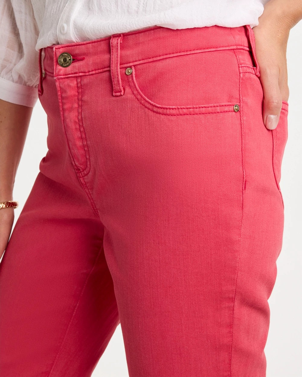 Chico's Everyday - Girlfriend Roll Cuff Crop Jeans Hot Honeysuckle