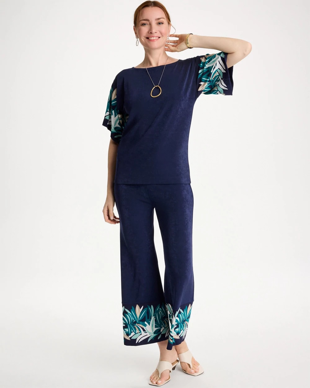 Chico's Deals - Travelers™ Printed Kimono Sleeve Top Kings Navy