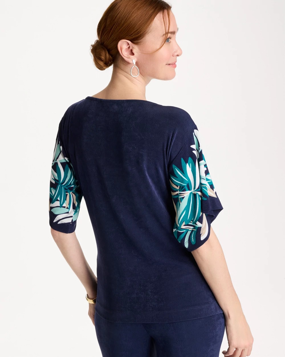 Chico's Deals - Travelers™ Printed Kimono Sleeve Top Kings Navy