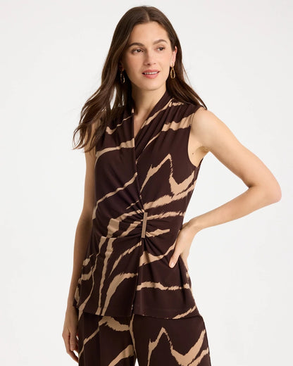 Chico's Quality - Travelers™ Zebra Knit Wrap Top Cocoa Bean