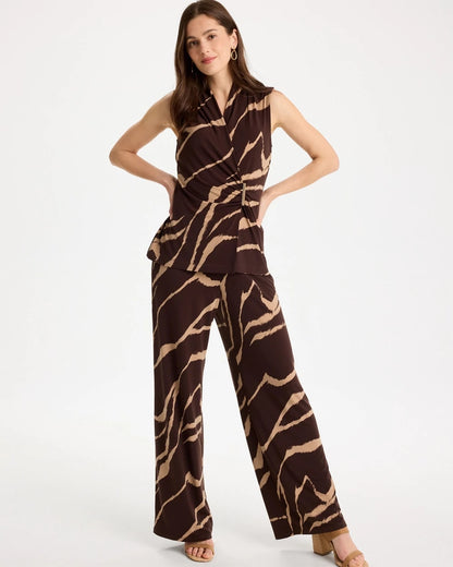 Chico's Quality - Travelers™ Zebra Knit Wrap Top Cocoa Bean