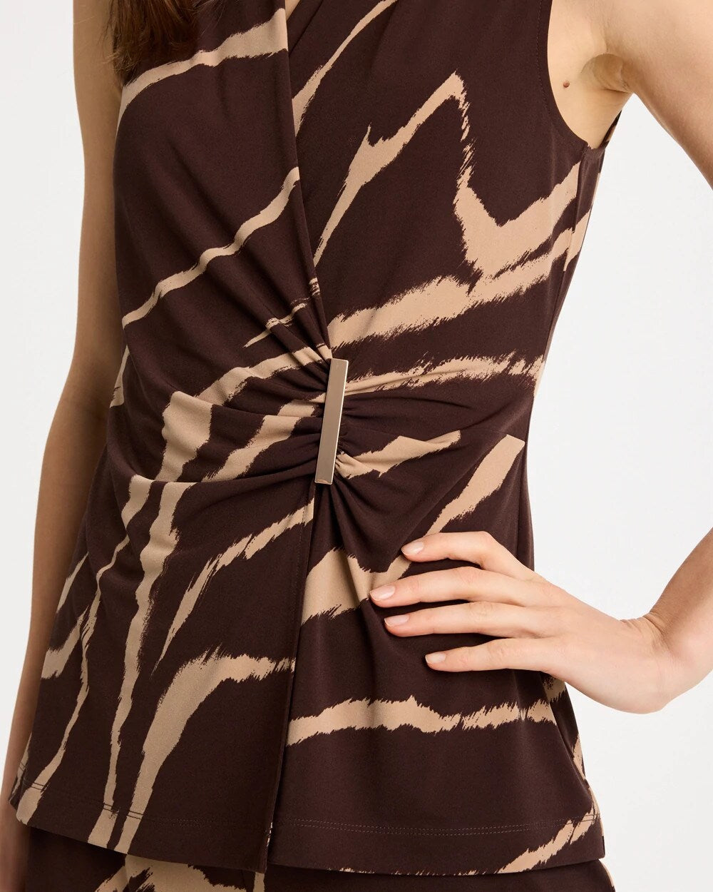 Chico's Quality - Travelers™ Zebra Knit Wrap Top Cocoa Bean