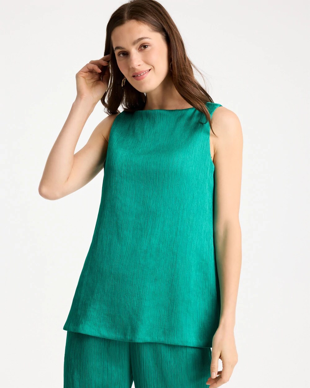 Chico's Great Value - Travelers™ Crinkle Textured Tank Topanga Green