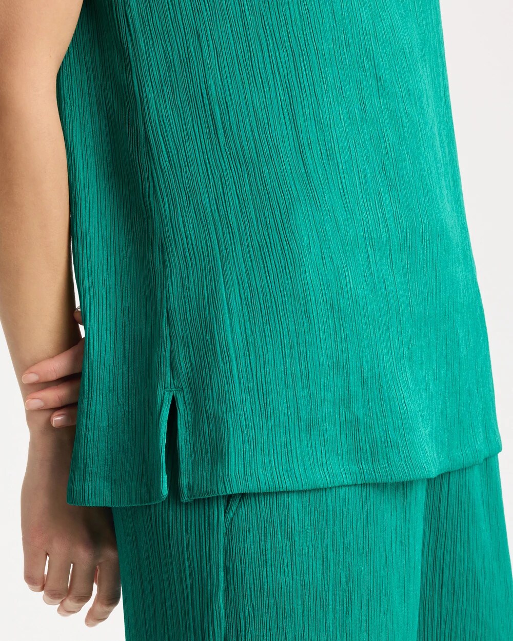 Chico's Great Value - Travelers™ Crinkle Textured Tank Topanga Green