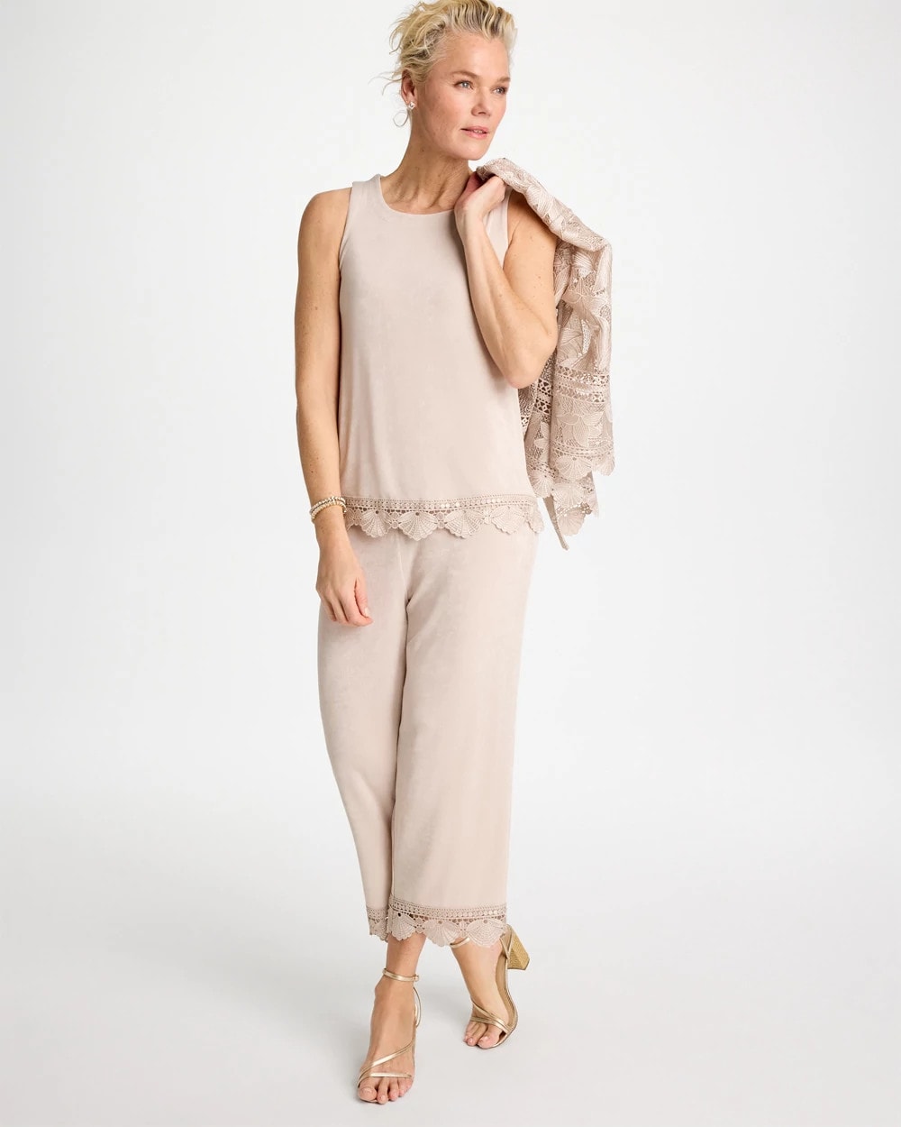 Chico's Best Price - Travelers™ Scallop Lace Tank Smokey Taupe