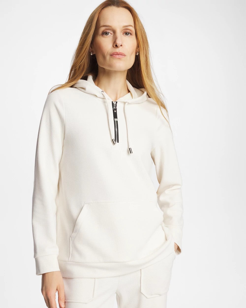 Chico's Featured - Zenergy® Soft Waffle Hooded Top Cream