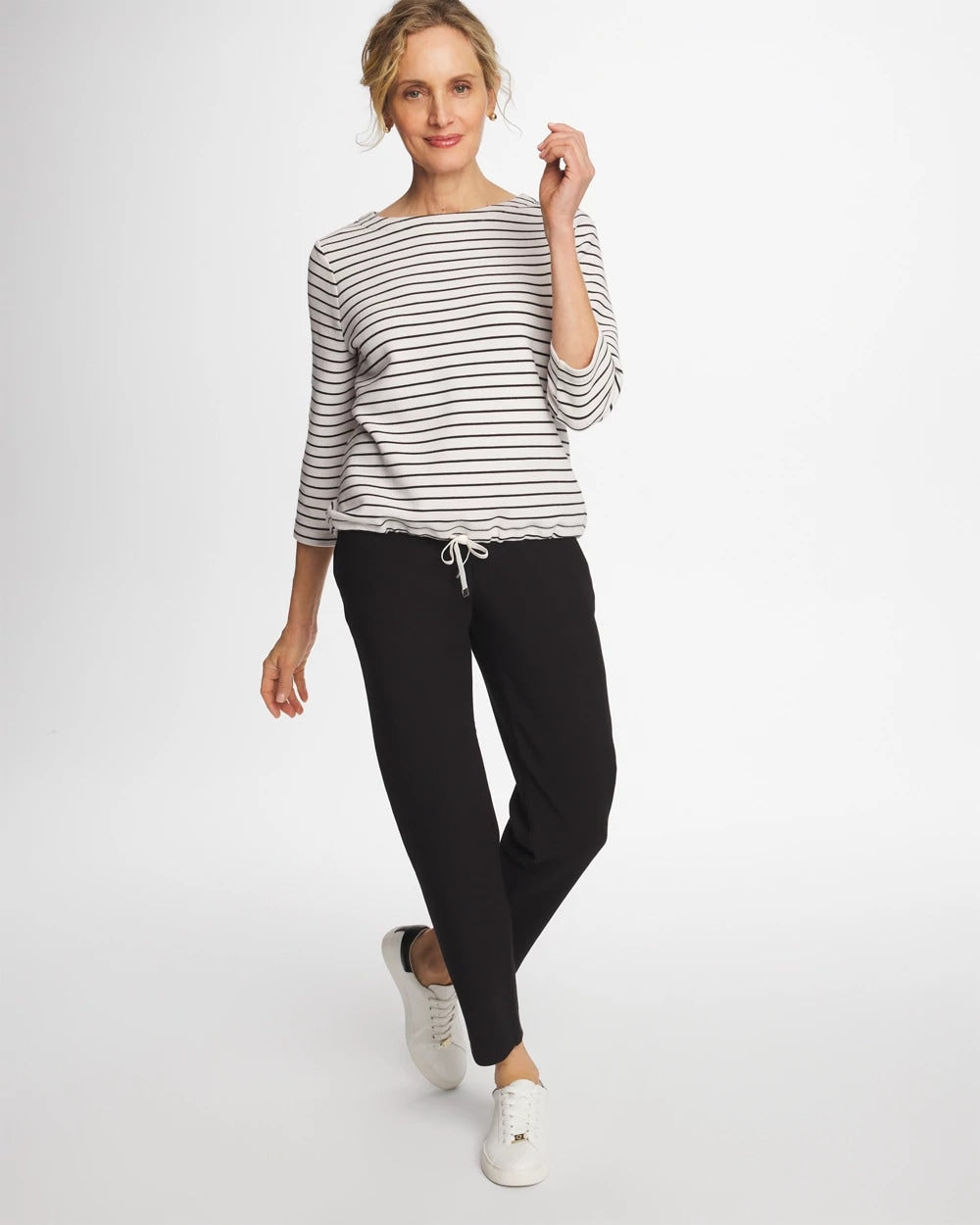 Chico's Best Seller - Zenergy® Striped Ottoman Drawstring Top Black