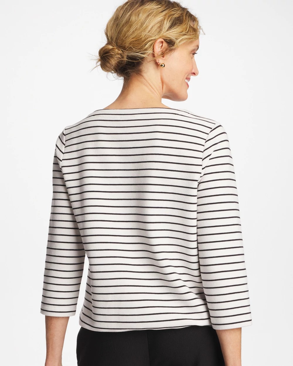 Chico's Best Seller - Zenergy® Striped Ottoman Drawstring Top Black