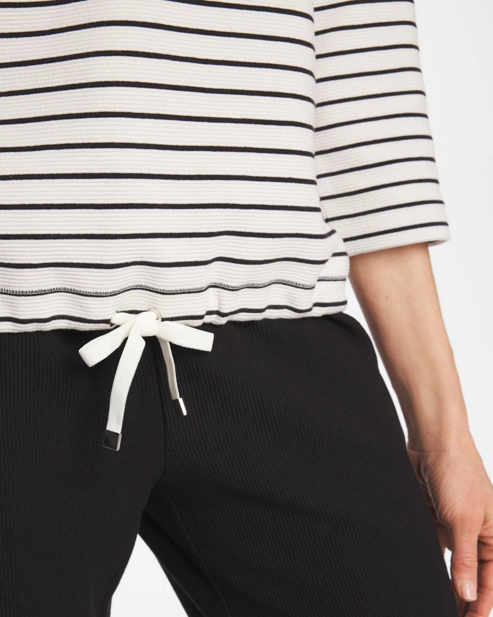 Chico's Best Seller - Zenergy® Striped Ottoman Drawstring Top Black