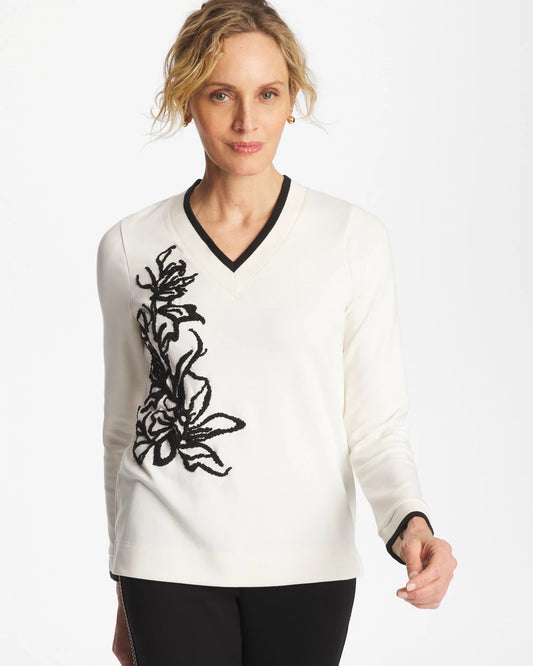 Chico's Popular - Zenergy® Double-Knit Applique Top Ecru