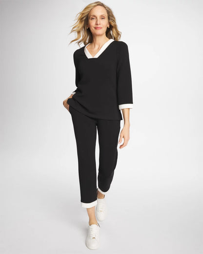 Chico's Best Seller - Zenergy® Soft Caviar Bead Contrast Pants Black