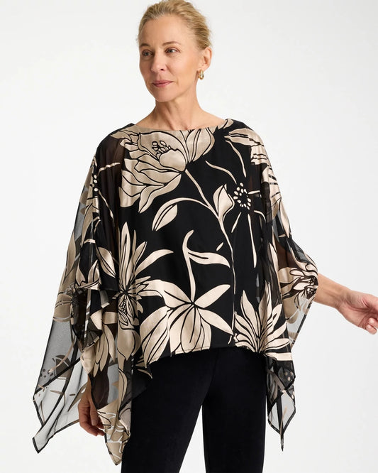 Chico's Top Pick - Travelers™ Burnout Floral Chiffon Top Travelers Black