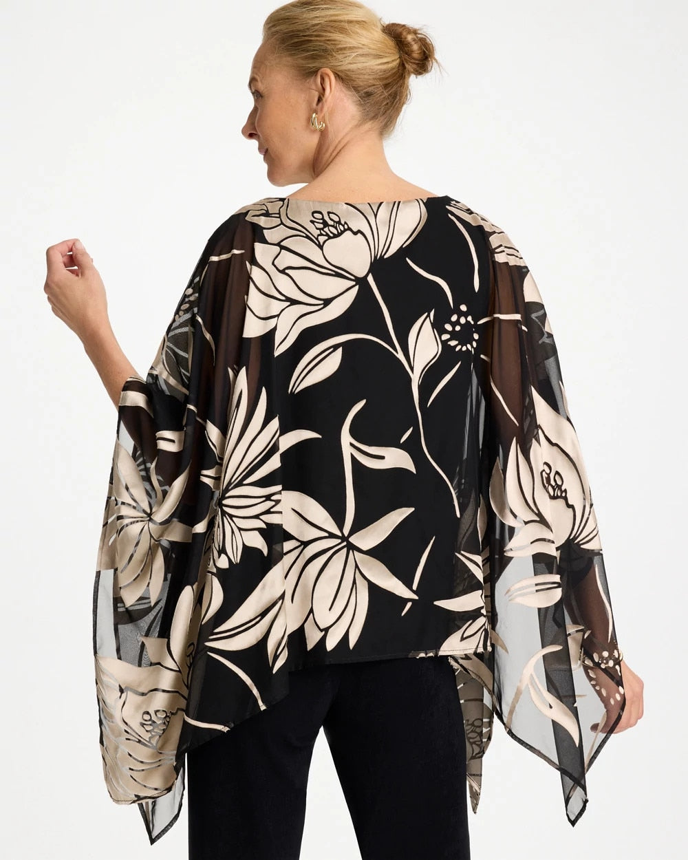 Chico's Top Pick - Travelers™ Burnout Floral Chiffon Top Travelers Black