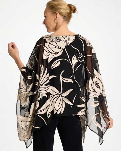 Chico's Top Pick - Travelers™ Burnout Floral Chiffon Top Travelers Black