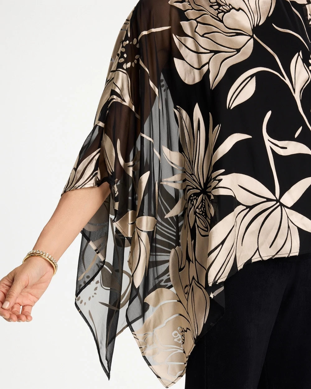 Chico's Top Pick - Travelers™ Burnout Floral Chiffon Top Travelers Black