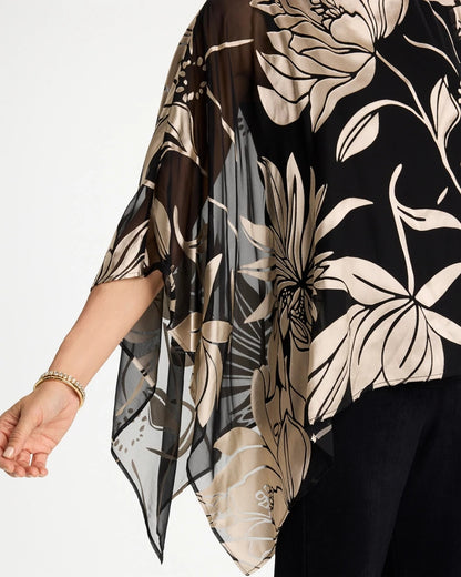 Chico's Top Pick - Travelers™ Burnout Floral Chiffon Top Travelers Black