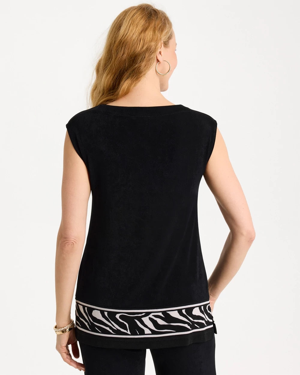 Chico's Popular - Travelers™ Abstract Zebra Trim Tunic Travelers Black