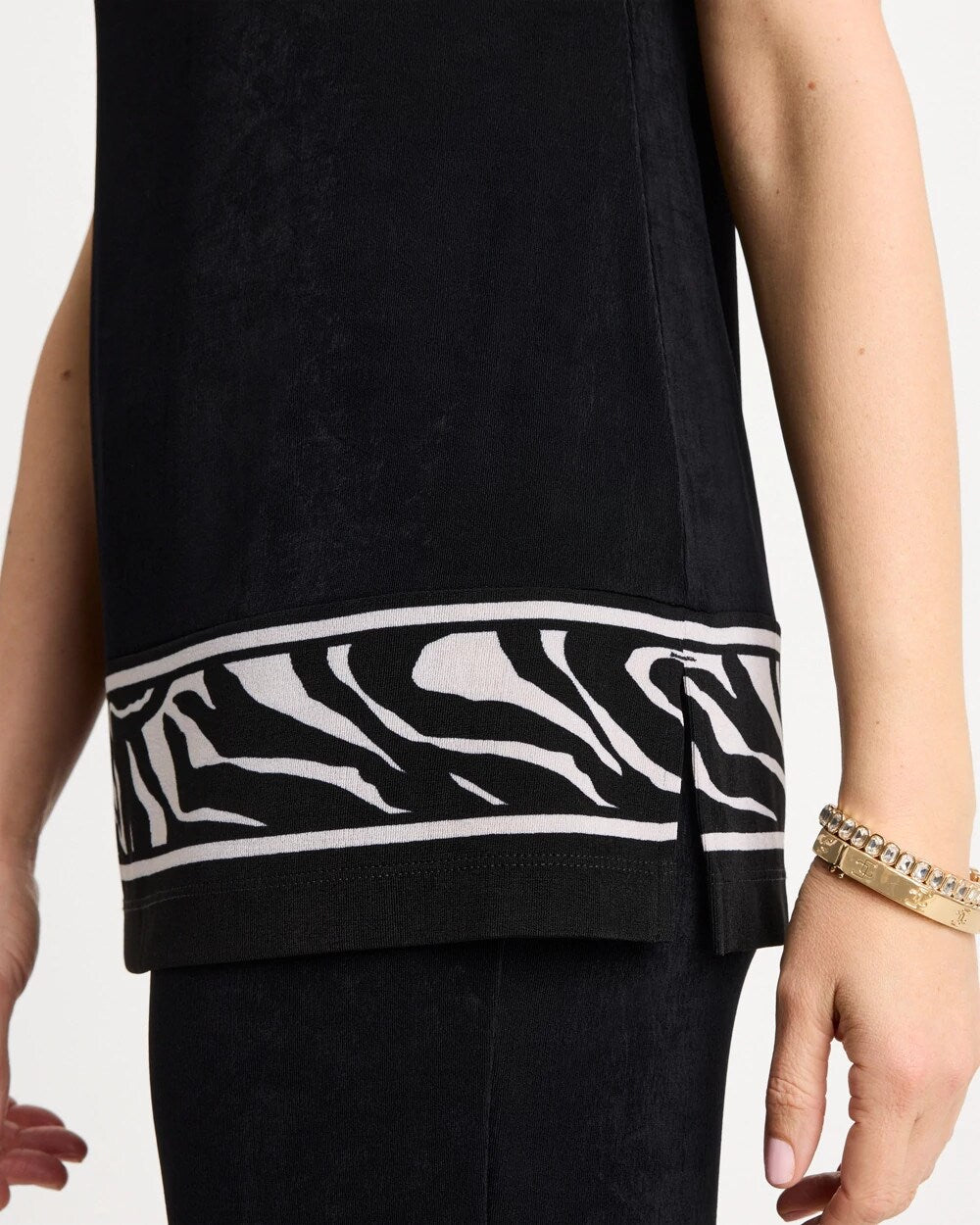 Chico's Popular - Travelers™ Abstract Zebra Trim Tunic Travelers Black
