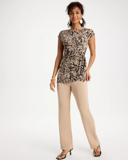 Chico's Deals - Travelers™ Side-Tie Spotted Print Top New Sonora Sand