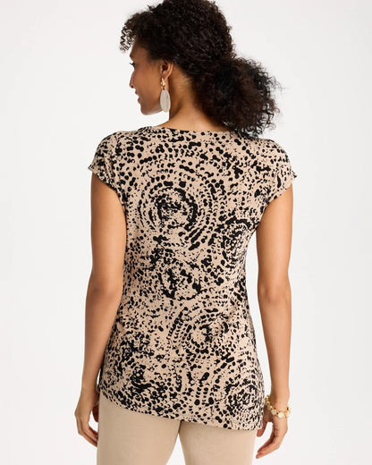 Chico's Deals - Travelers™ Side-Tie Spotted Print Top New Sonora Sand