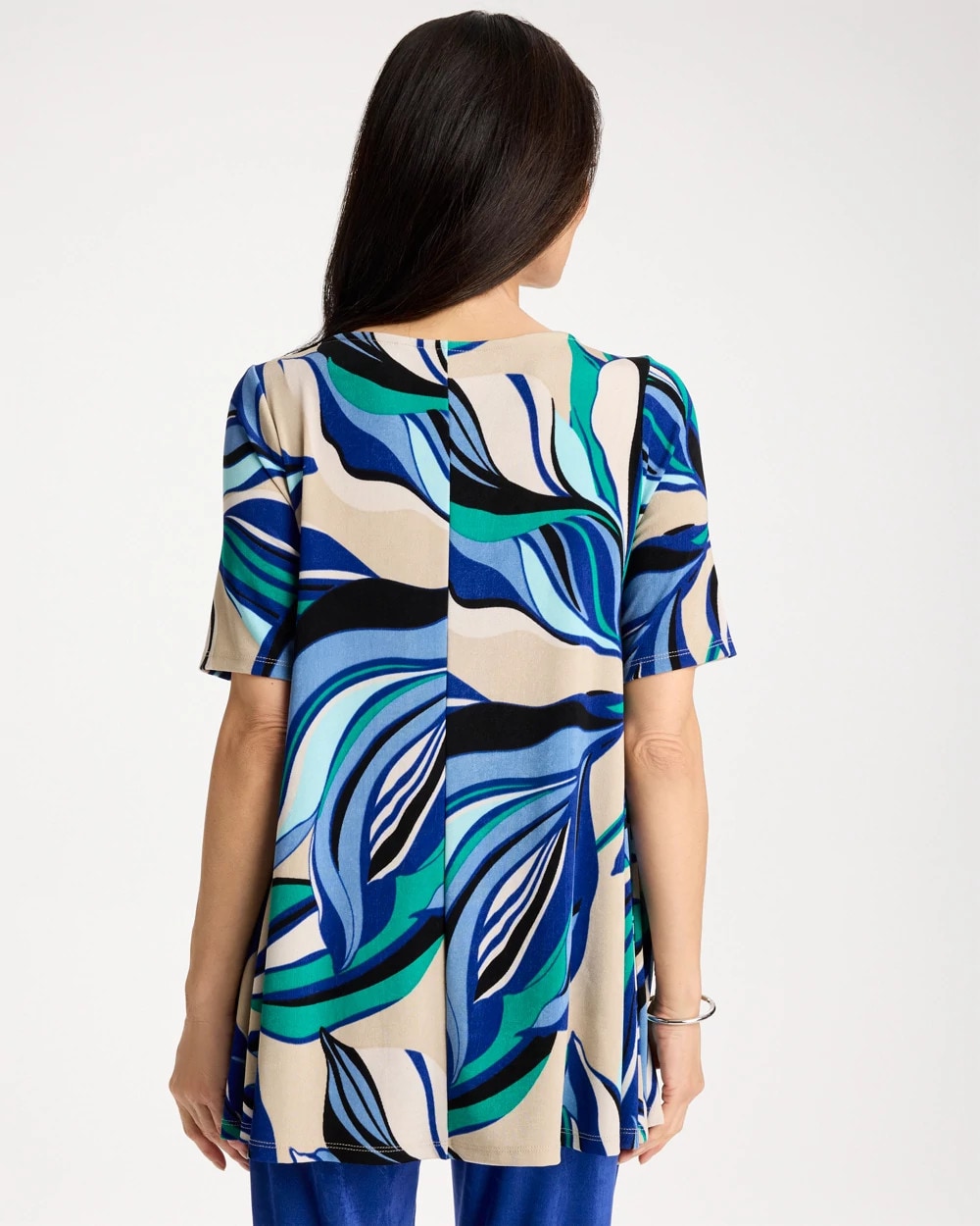 Chico's Top Pick - Travelers™ Marble Flora Swing Tunic Rich Cobalt