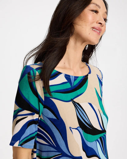 Chico's Top Pick - Travelers™ Marble Flora Swing Tunic Rich Cobalt