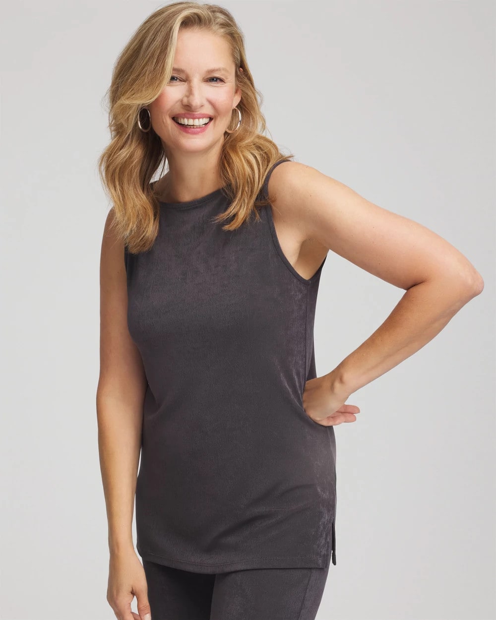 Chico's Value - Travelers™ Classic Side-Slit Tank Serene Gray