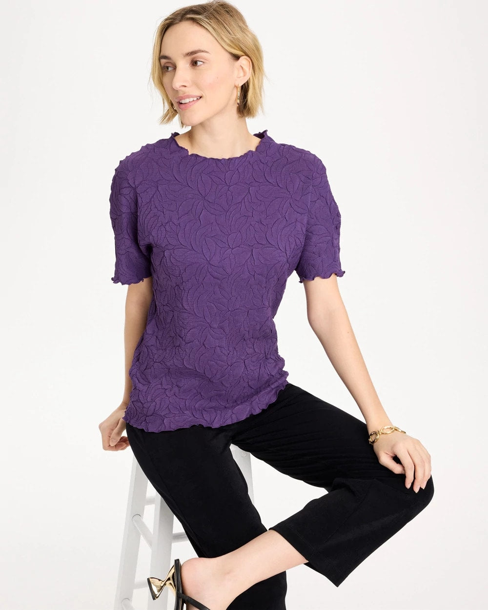 Chico's Deals - Travelers™ Embossed Pullover Top Rich Amethyst