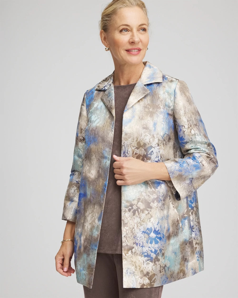 Chico's Smart Buy - Travelers™ Collection Watercolor Jacquard Jacket Walnut