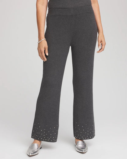 Chico's Recommended - Travelers™ Embellished Straight-Leg Pants Graphite Gray