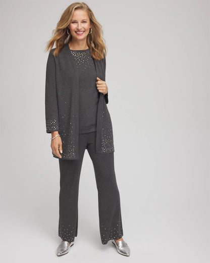 Chico's Recommended - Travelers™ Embellished Straight-Leg Pants Graphite Gray