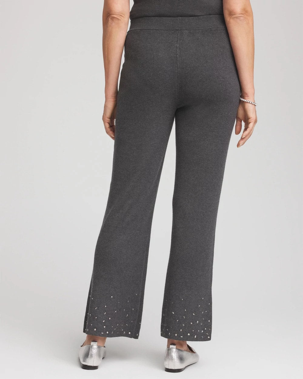 Chico's Recommended - Travelers™ Embellished Straight-Leg Pants Graphite Gray