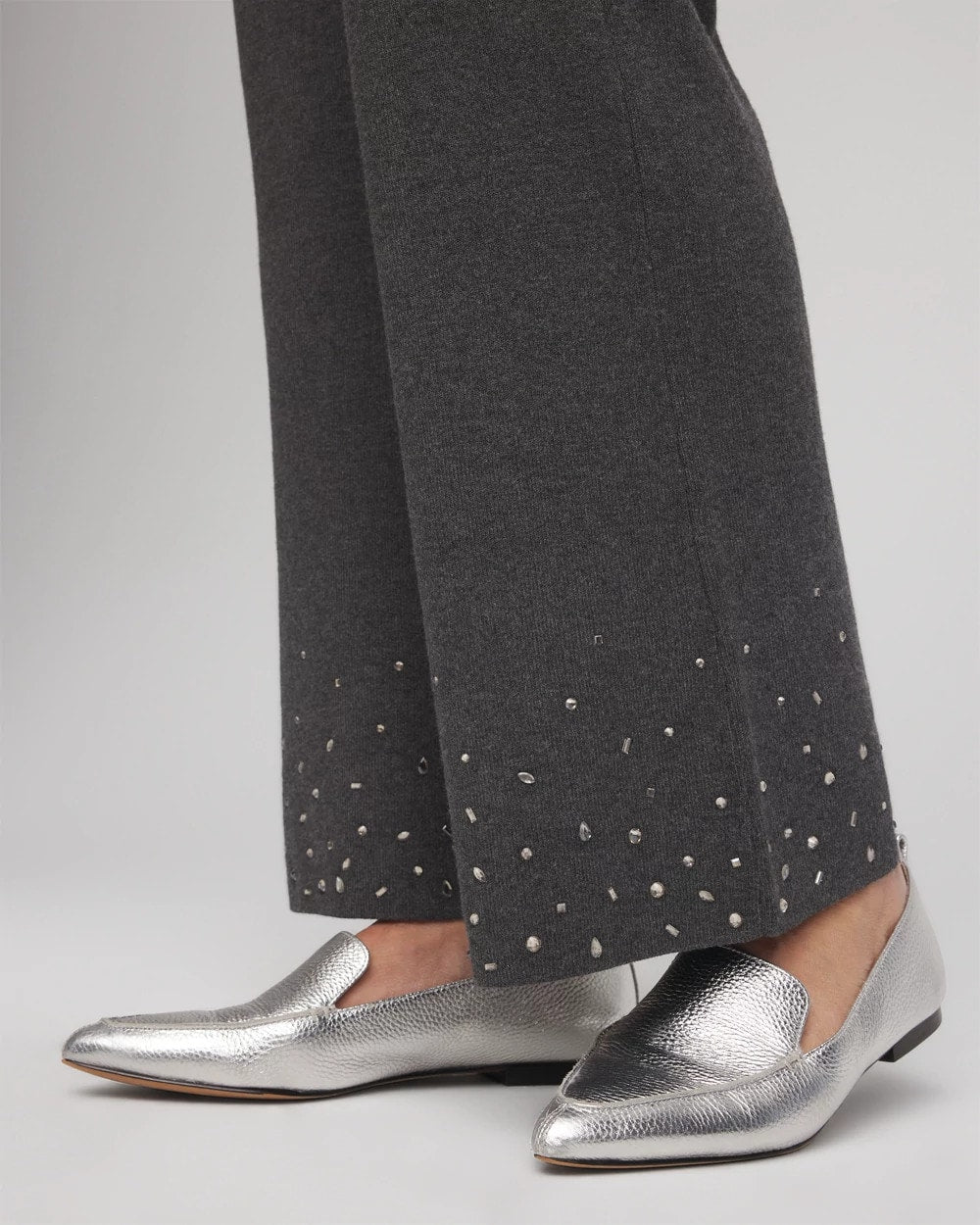 Chico's Recommended - Travelers™ Embellished Straight-Leg Pants Graphite Gray