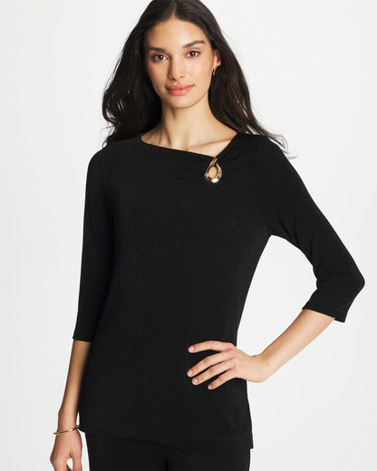 Chico's Discount - Travelers™ Hardware 3/4 Sleeve Tunic Travelers Black