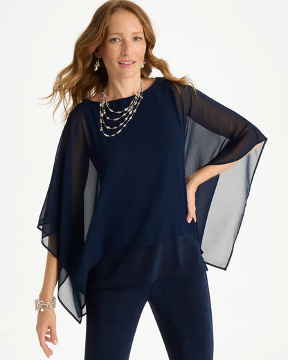 Chico's Exclusive - Travelers™ Chiffon Layered Top Travelers India Ink