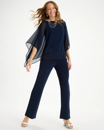 Chico's Exclusive - Travelers™ Chiffon Layered Top Travelers India Ink