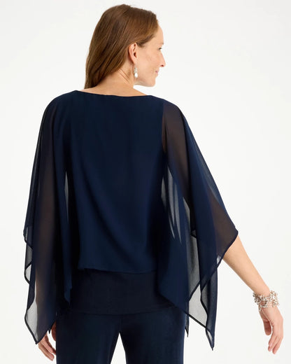 Chico's Exclusive - Travelers™ Chiffon Layered Top Travelers India Ink