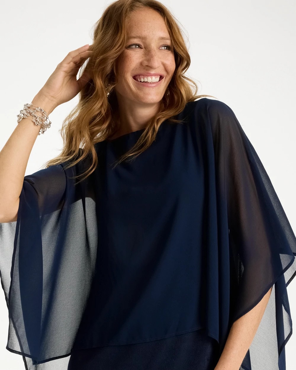 Chico's Exclusive - Travelers™ Chiffon Layered Top Travelers India Ink