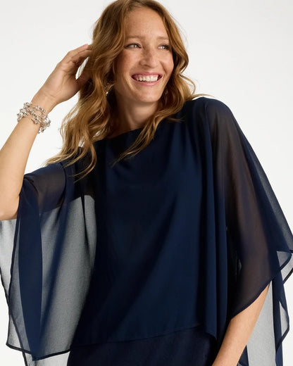 Chico's Exclusive - Travelers™ Chiffon Layered Top Travelers India Ink