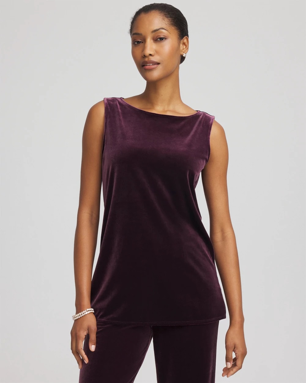 Chico's Exclusive - Travelers™ Velvet Side-Slit Tank Night Bloom