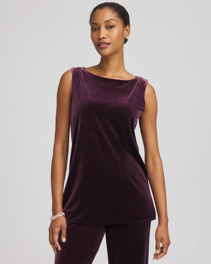 Chico's Exclusive - Travelers™ Velvet Side-Slit Tank Night Bloom