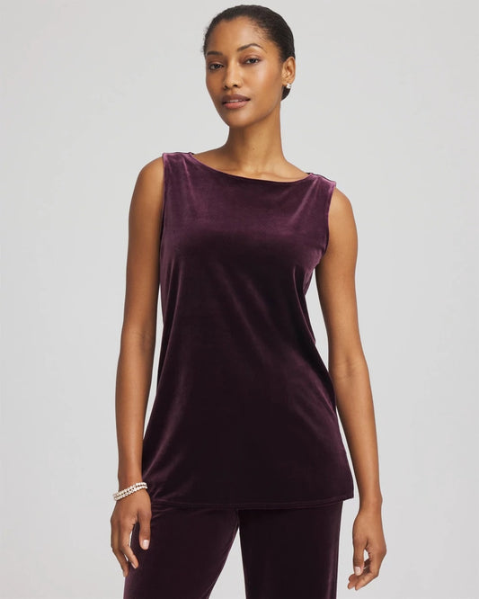 Chico's Exclusive - Travelers™ Velvet Side-Slit Tank Night Bloom