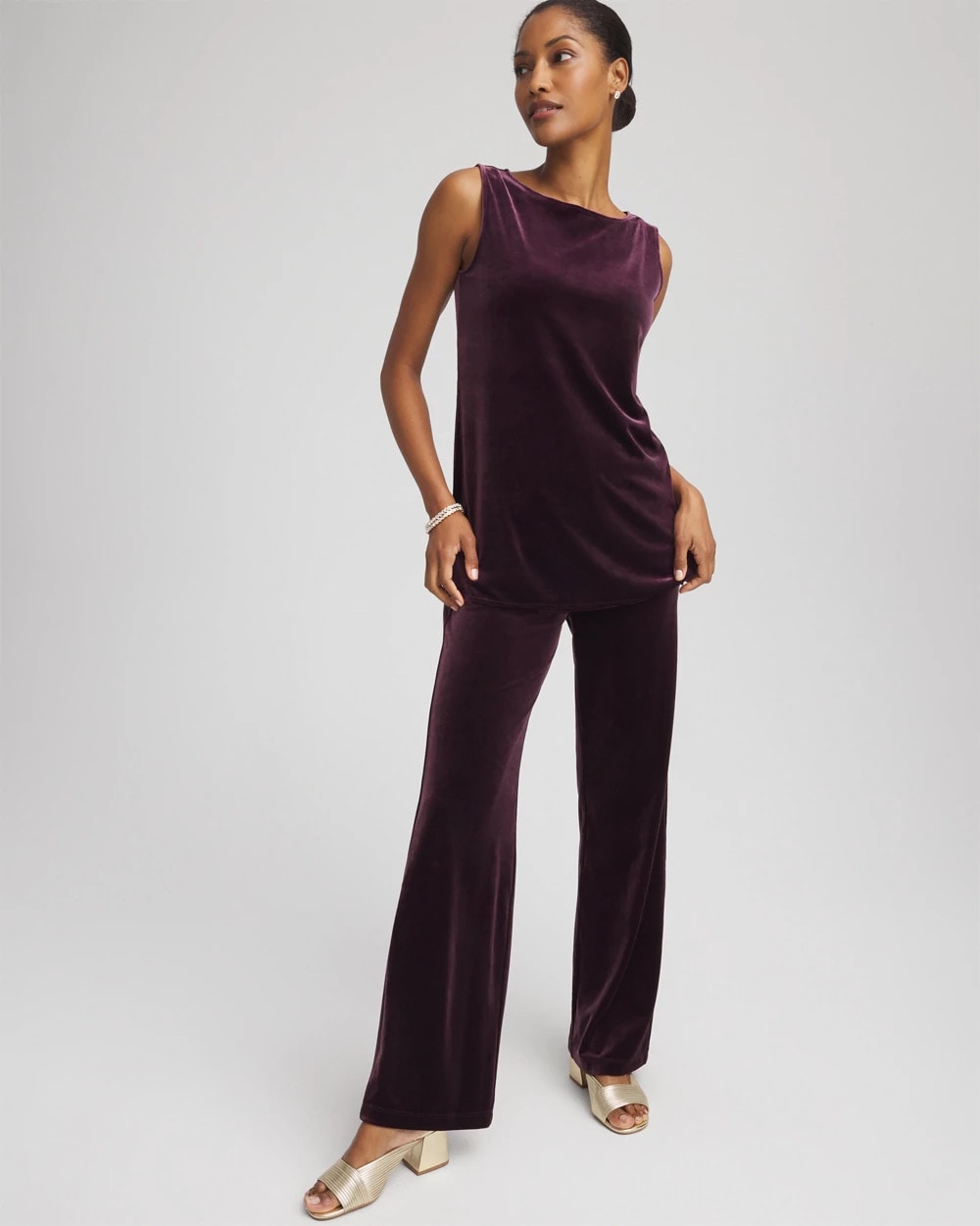 Chico's Exclusive - Travelers™ Velvet Side-Slit Tank Night Bloom