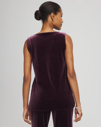 Chico's Exclusive - Travelers™ Velvet Side-Slit Tank Night Bloom